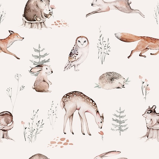naklejki ścienne do pokoju dziecka Tapeta Scandinavian Forest na beżu 53cm x 10m PZ