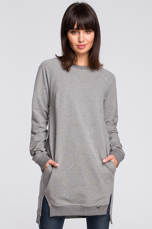 Bluza - tunika z rozcięciami - szara(B-101) Be