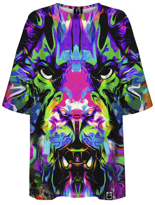 t-shirt damskie DR.CROW T-shirt Damski Oversize Lew Tiger