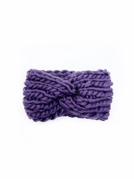 opaski do włosów Fioletowa opaska turban z grubej wełny peruwiańskiej