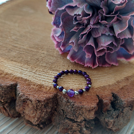 pierścionki elastyczne Pierścionek z hematytem i jadeitem - Lavender