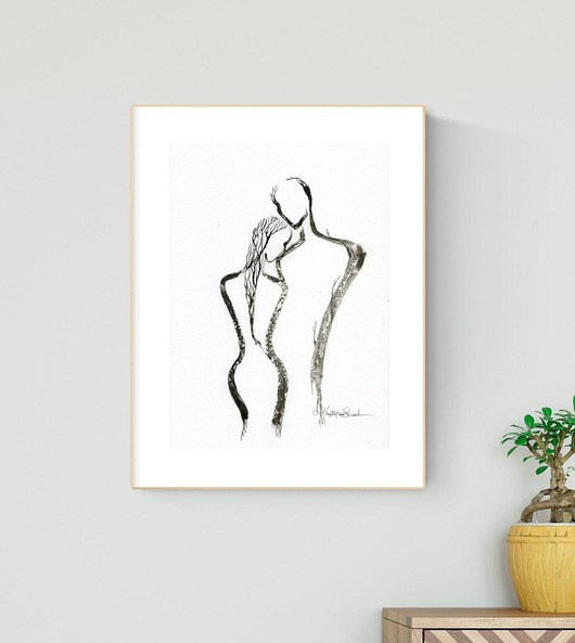 grafika A4 wykonana ręcznie, abstrakcja, Krystyna Siwek Art