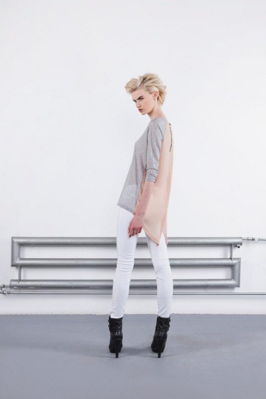 Bluza - frak -> szyfonowy tył róż  sleek