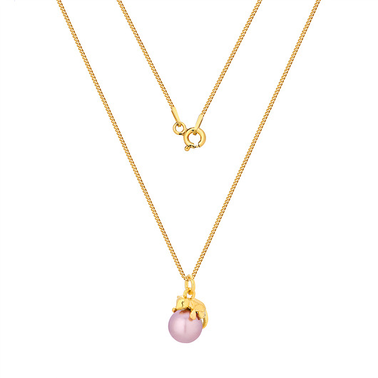 złote naszyjniki Naszyjnik z kotkiem z perełką Swarovski /1049/