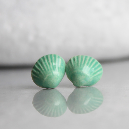 kolczyki ceramiczne Shell/stal chirurgiczna/