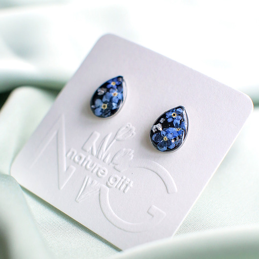 kolczyki z żywicy Kolczyki sztyfty z niezapominajkami