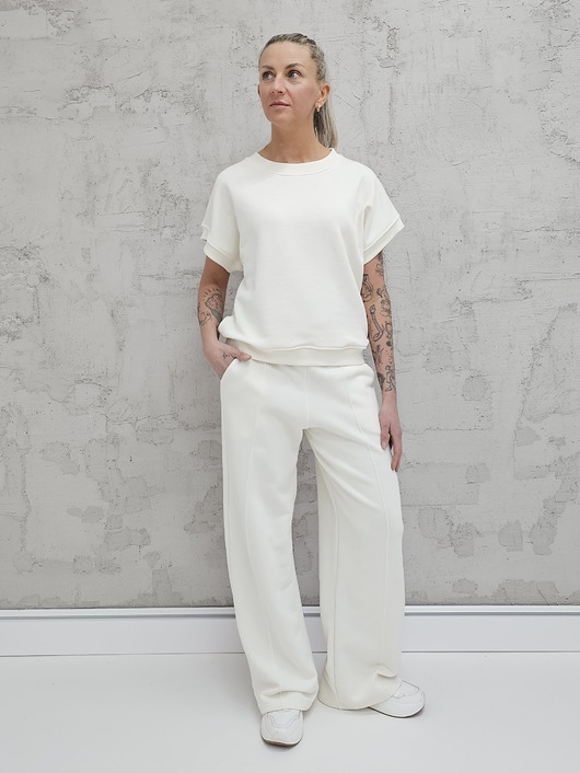 komplety damskie Chiara oversizowy komplet bezrękawnik i spodnie wide leg Cream