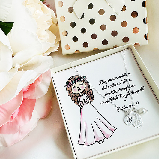 komunia - pozostałe Naszyjnik z aniołkiem KOMUNIA, srebro 925