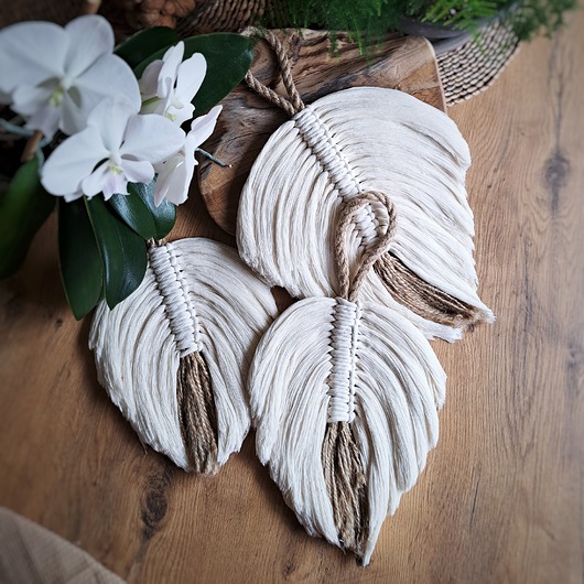 makramy Liść makramowy - zwieszka w stylu boho