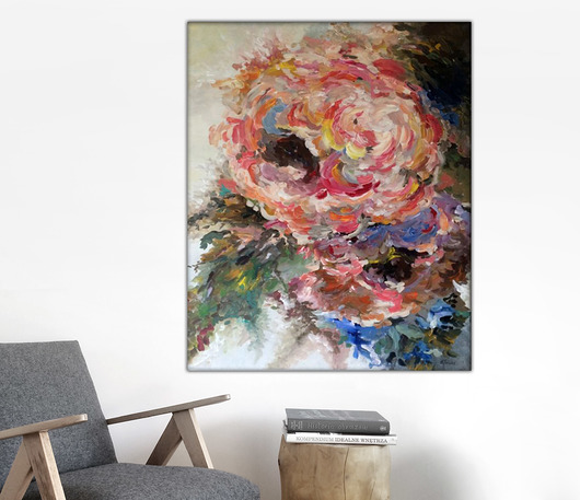 Obraz na płótnie KWIATY 100x80cm, farby akrylowe Beata Jarecka