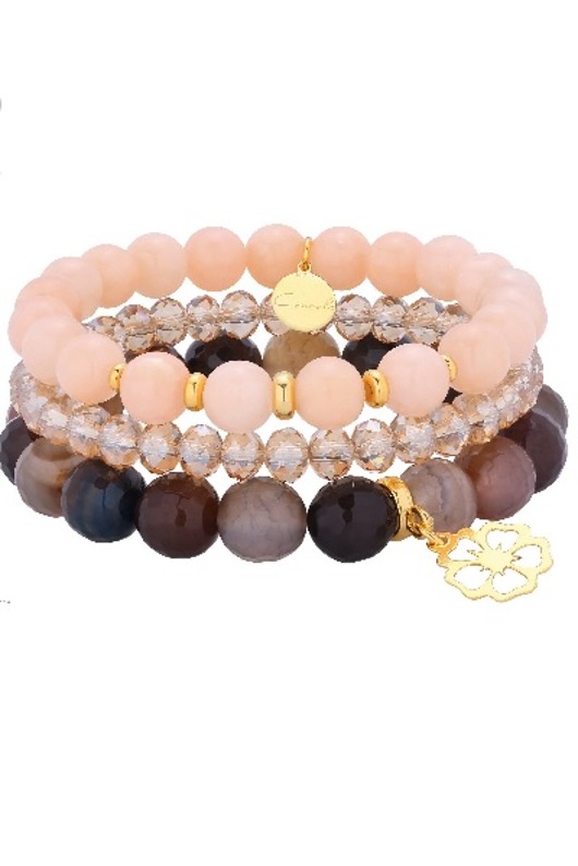 ZESTAW jadeit+agat+kryształ+srebro pozłacane G32 Coccola JEWELLERY