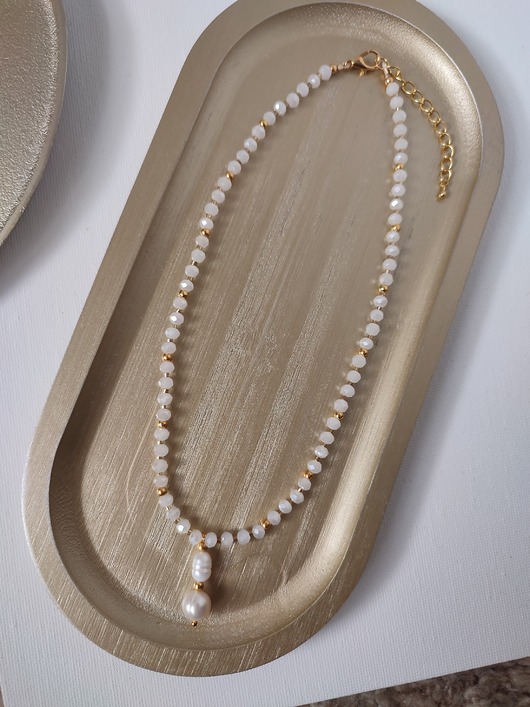 chokery Naszyjnik choker "Perłowy blask"