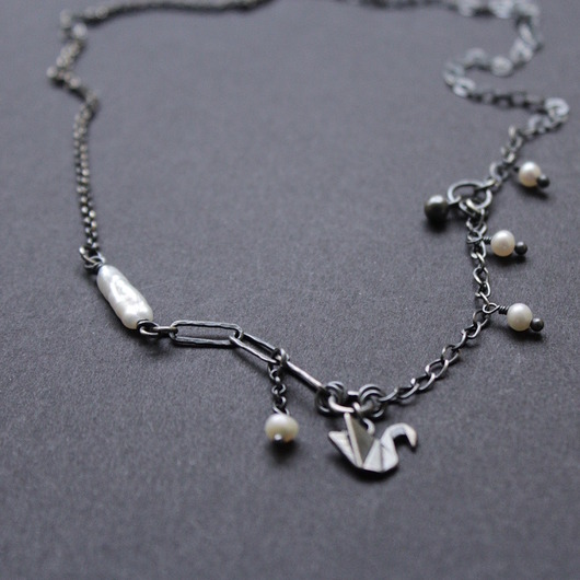 naszyjniki - inne Łabędź i perła