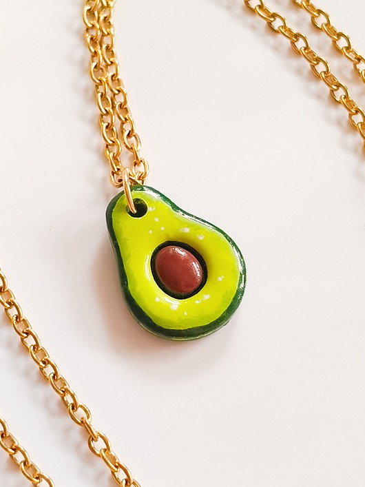 wisiory Naszyjnik z awokado, biżuteria dla weganki, prezent dla ekologa, boho