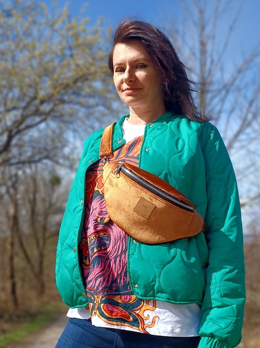 saszetka nerka Welurowa nerka Pomarańczowa