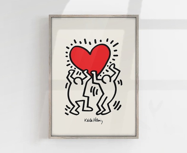 plakaty PLAKAT dekoracyjny serce Keith Haring miłość