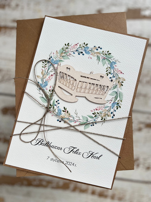 kartki scrapbooking Ręcznie robiona kartka na narodziny dziecka - kartka gratulacyjna