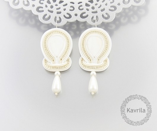 kolczyki soutache modest white kavrila