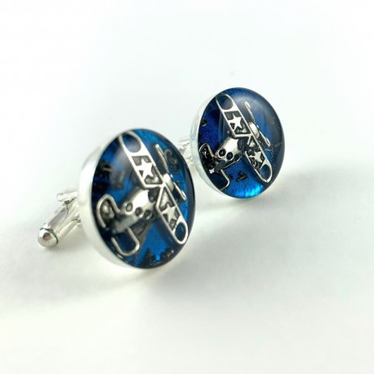 spinki do mankietów SPINKI - AVIATOR SILVER (blue)