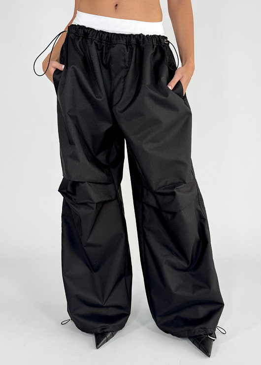 spodnie materiałowe damskie Spodnie parachute oversize