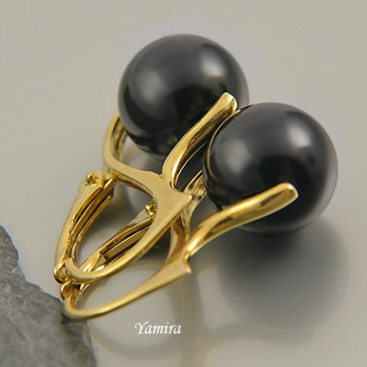 kolczyki kryształ Swarovski Black pearl gold yamira