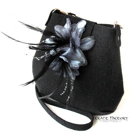 Anthracite Flower in Black - torebka Craft Factory