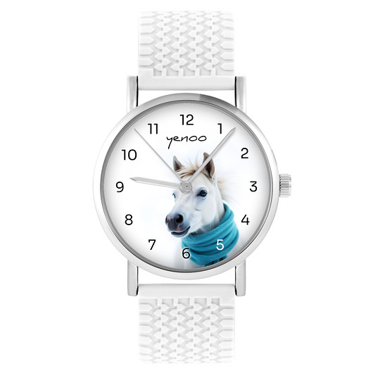 zegarki unisex Zegarek - Biały koń - silikonowy, biały