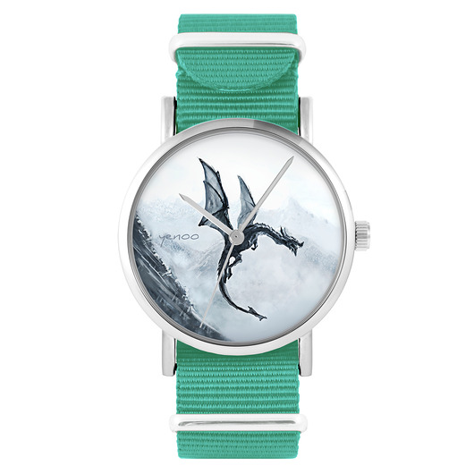 zegarki unisex Zegarek -  Czarny smok - turkusowy, nylonowy