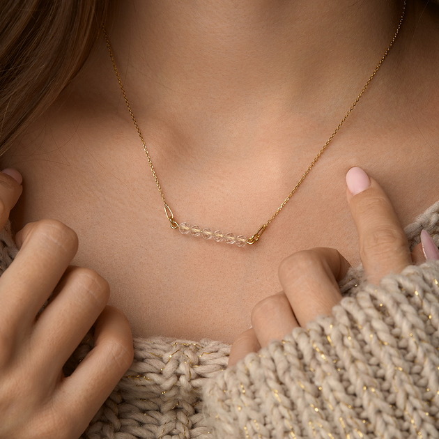 złote naszyjniki Naszyjnik kryształ górski srebro 925 pozłacane