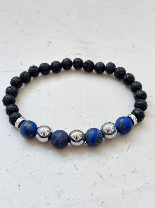 biżuteria męska Bransoletka Męska Lapis Lazuli srebrna
