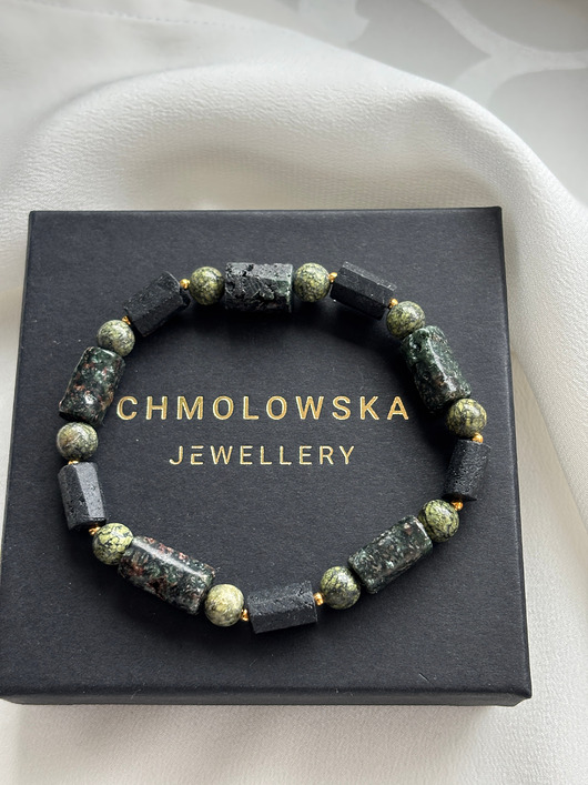 biżuteria męska Bransoletka Męska Unikatowa Serafnit i Turmalin