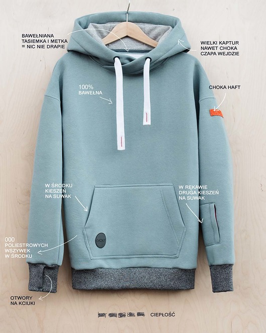 bluza z kapturem LAZY KANGAROO BLUE GREY CHOKA