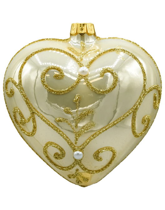 ozdoby choinkowe Bombka choinkowa: Serce w złotym ornamencie: połysk