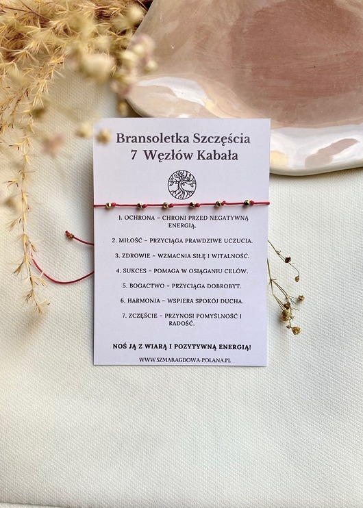 bransoletki z kamieni naturalnych Czerwona bransoletka szczęścia 7 węzłów Kabała