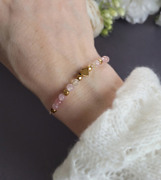 bransoletki z kamieni naturalnych Miłość i oOBFITOŚĆ- delikatna z sercem