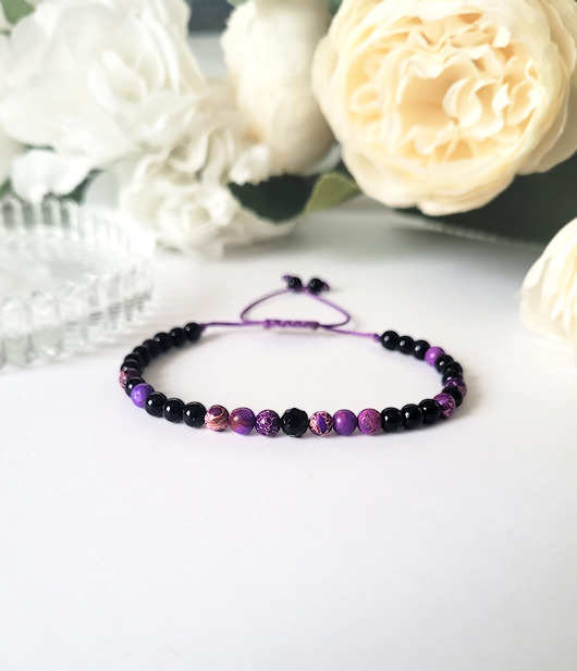 bransoletki z kamieni naturalnych Ochrona i spokój- z Turmalinem i Jaspisem cesarskim