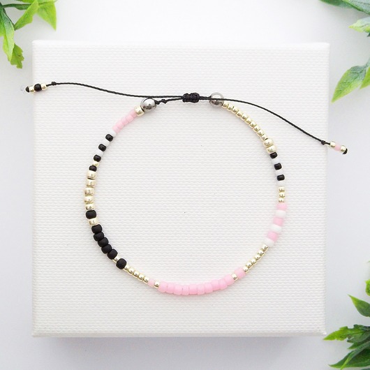 Bransoletka Minimal Hematite - Pink and Silver Ilovehandmade