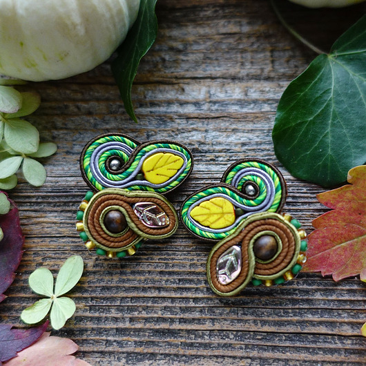 kolczyki soutache Jesienne  kolczyki soutache