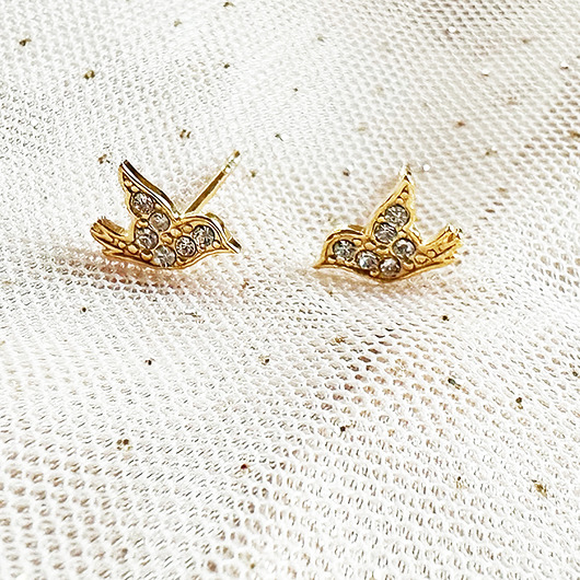 kolczyki srebrne Srebrne kolczyki ptaszki,  sztyfty kolibry