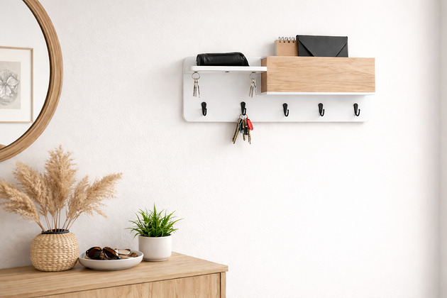 wieszaki Wieszak z organizerem, na ścianę, do przedpokoju