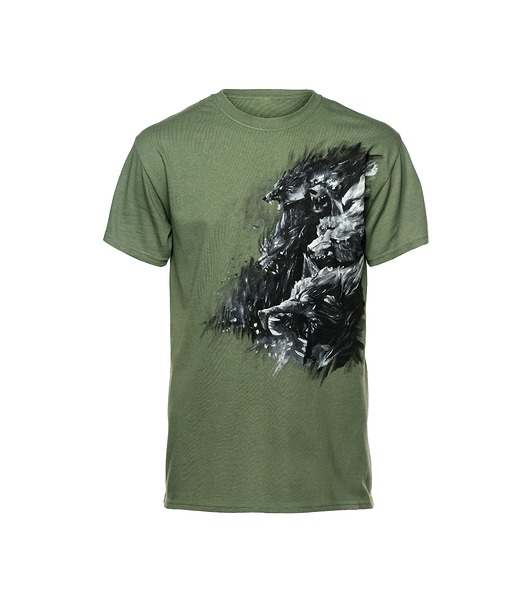 t-shirty męskie Ręcznie malowana męska koszulka Wataha wilk