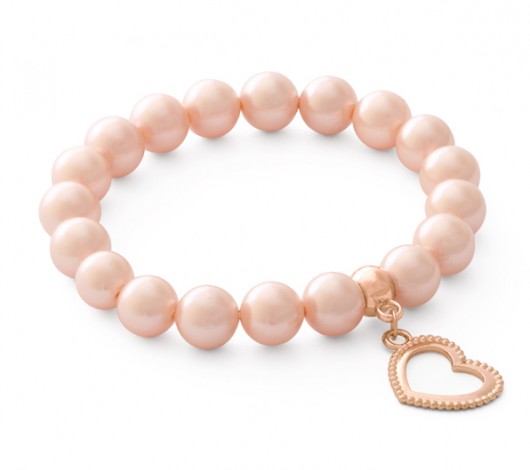 Salmon pearl with heart pendant. Lavoga