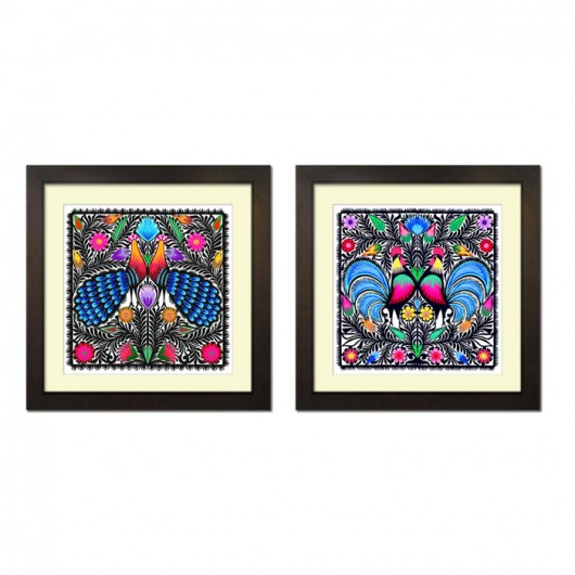 PEACOCKS and ROOSTERS Art Papercuts  na ludowo