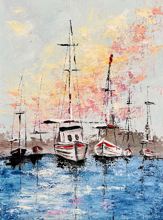 obrazy Łodzie Rybackie - akryl na płótnie 30 x 40