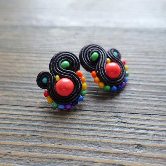 kolczyki soutache Kolorowe Lentinki- kolczyki soutache