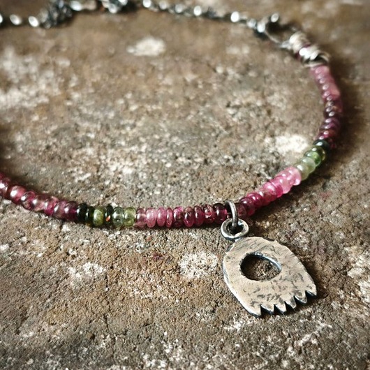 srebrne naszyjniki Kolorowe turmaliny