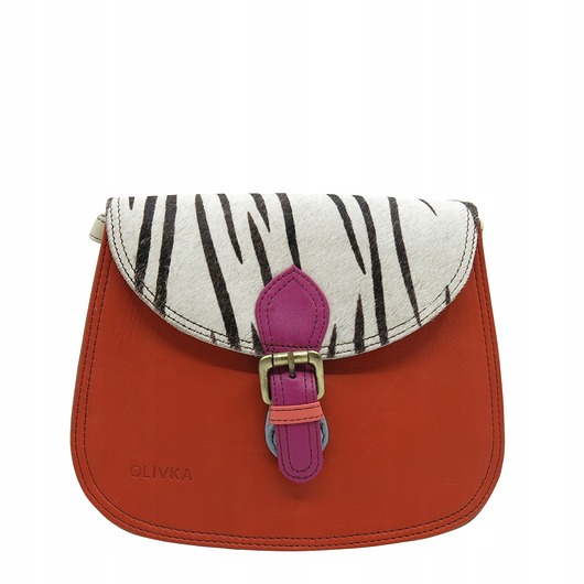 torby na ramię Torebka damska listonoszka skórzana klapka w zwierzęcy wzór eko OLIVKA
