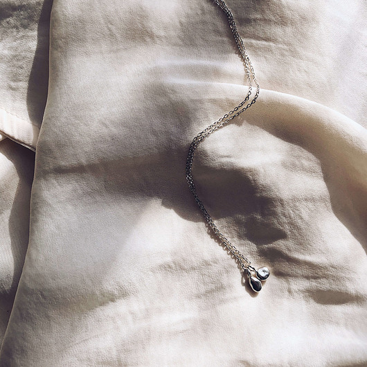 wisiory Mini Liquid Necklace (silver, double drop)