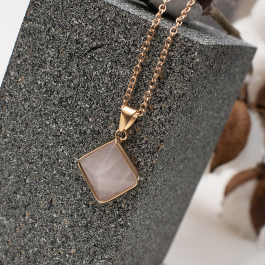 złote naszyjniki Naszyjnik "Lysandra" - Kwarc Różowy - Energia Wzrastającej Miłości