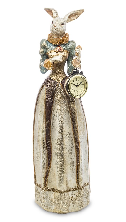 figurki i rzeźby Dekoracja - króliczka z zegarem 44x13x9,5 cm